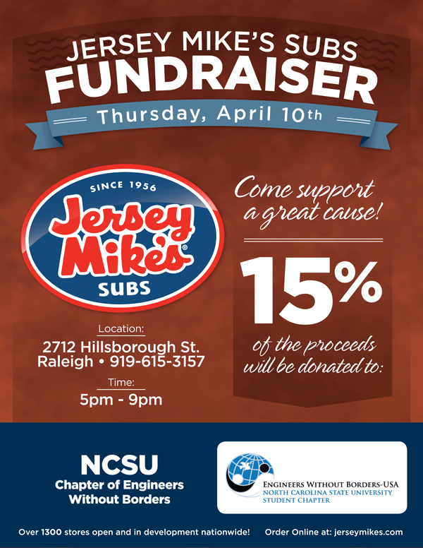 Jersey Mike’s Fundraiser (Apr. 10) EWBUSA, NC State Student Chapter